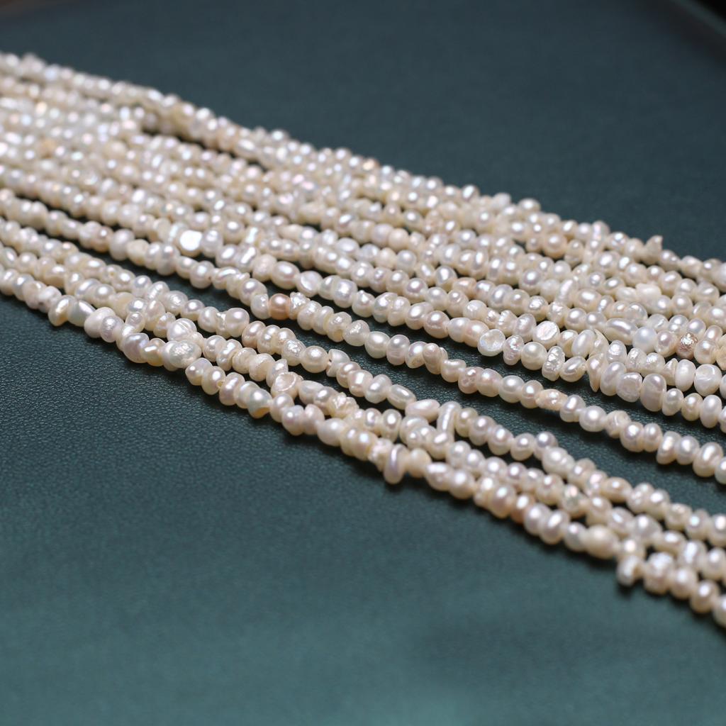 1String, Boho White Natural Freshwater Pearls, Handmade Irregular Pearl Beads for Jewelry Making DIY Necklaces Crafts (Beads 3-4mm, Length 36cm)