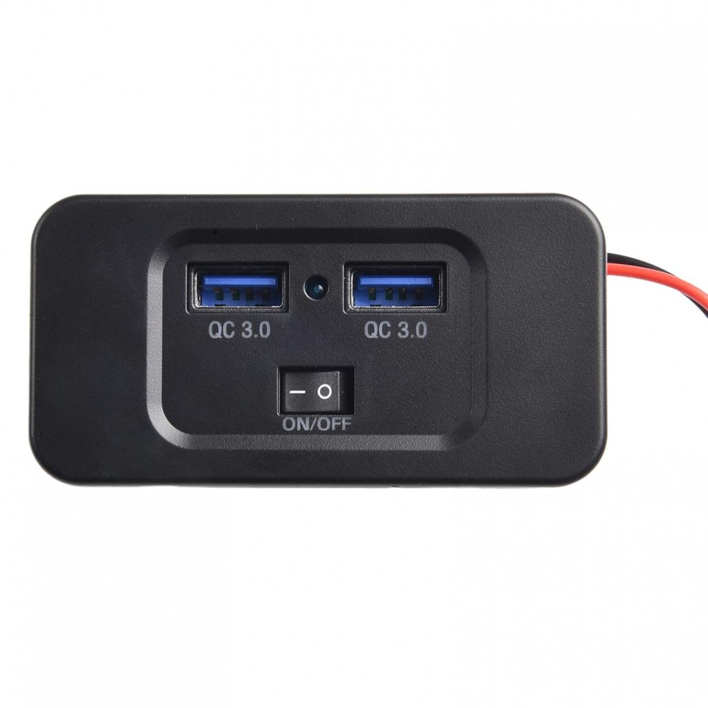 Fast Charger Socket QC 3.0 Car Charger Dual USB Car Charger Dustproof Cap