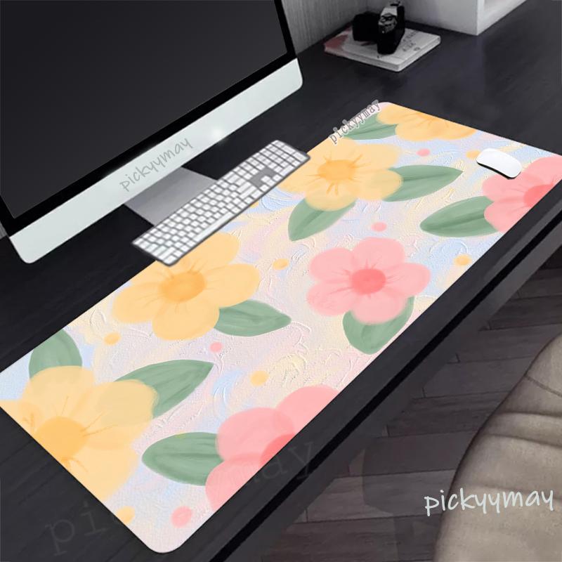 Pink Flowers Large Mouse Mat Gaming Mousepad Big Gamer Mousepads xmm Rubber Keyboard Mats Desk Pad HD Mouse Pads