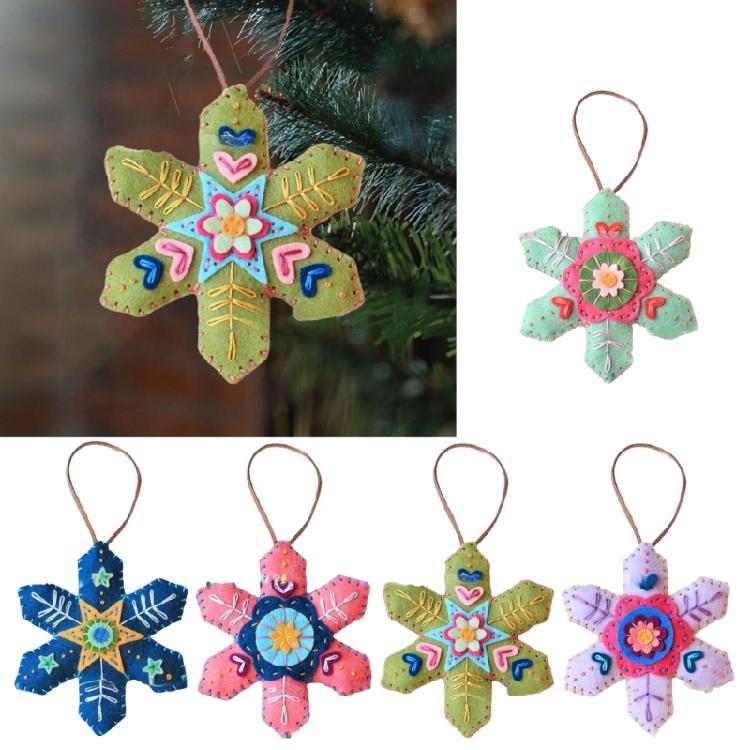 Festival Snowflake Felt Decorations With Embroidery Detail Reusable Christmas Tree Gift Accessories