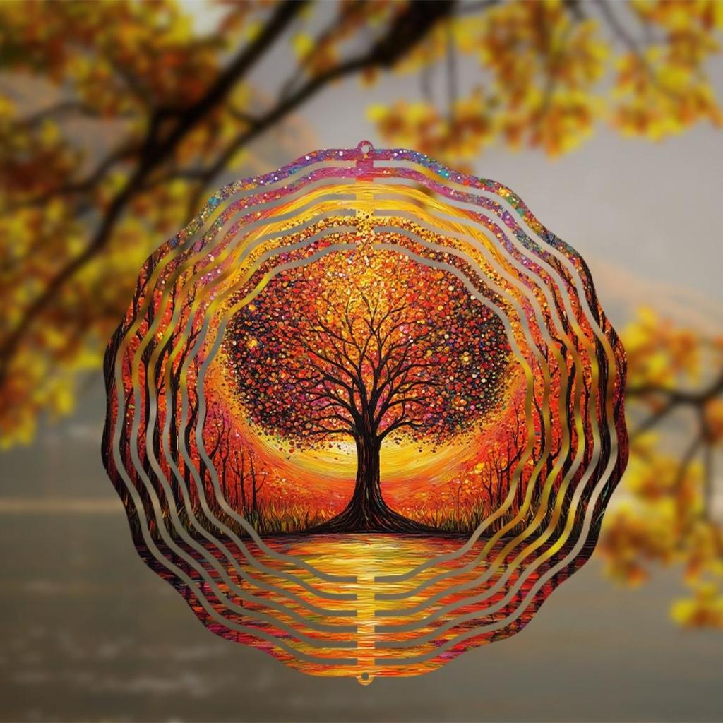 Metal Wind Chime Tree of Life Design Outdoor Garden Decor No Batteries Needed for Patio Yard Lawn