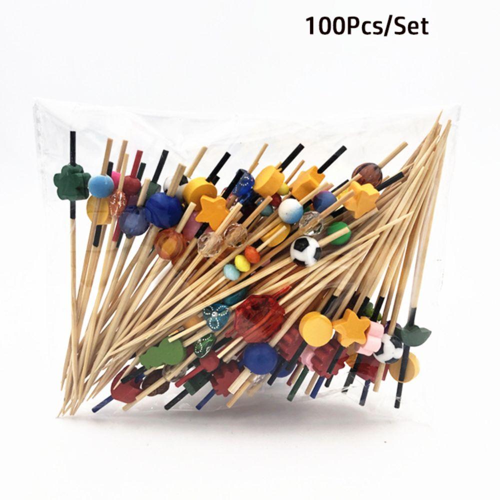 50/100Pcs Disposable Christmas Toothpicks Snowman Fruit Salad Bamboo Sticks Dessert