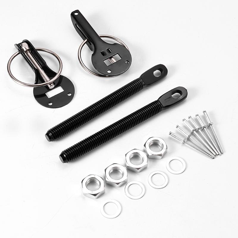 Universal Hood Pin Kit Bonnet Hood Pins Lock Latch Kit Aluminum Racing Latch Catch Pin Key Locking Kit Car Accessories Replace