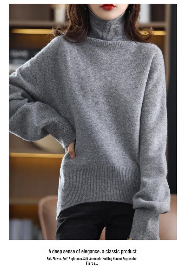 Plus Size Wool Sweater for Women - Autumn/Winter Collection, Lazy Style, Loose Fit, Slimming, Versatile Fashion Base Layer