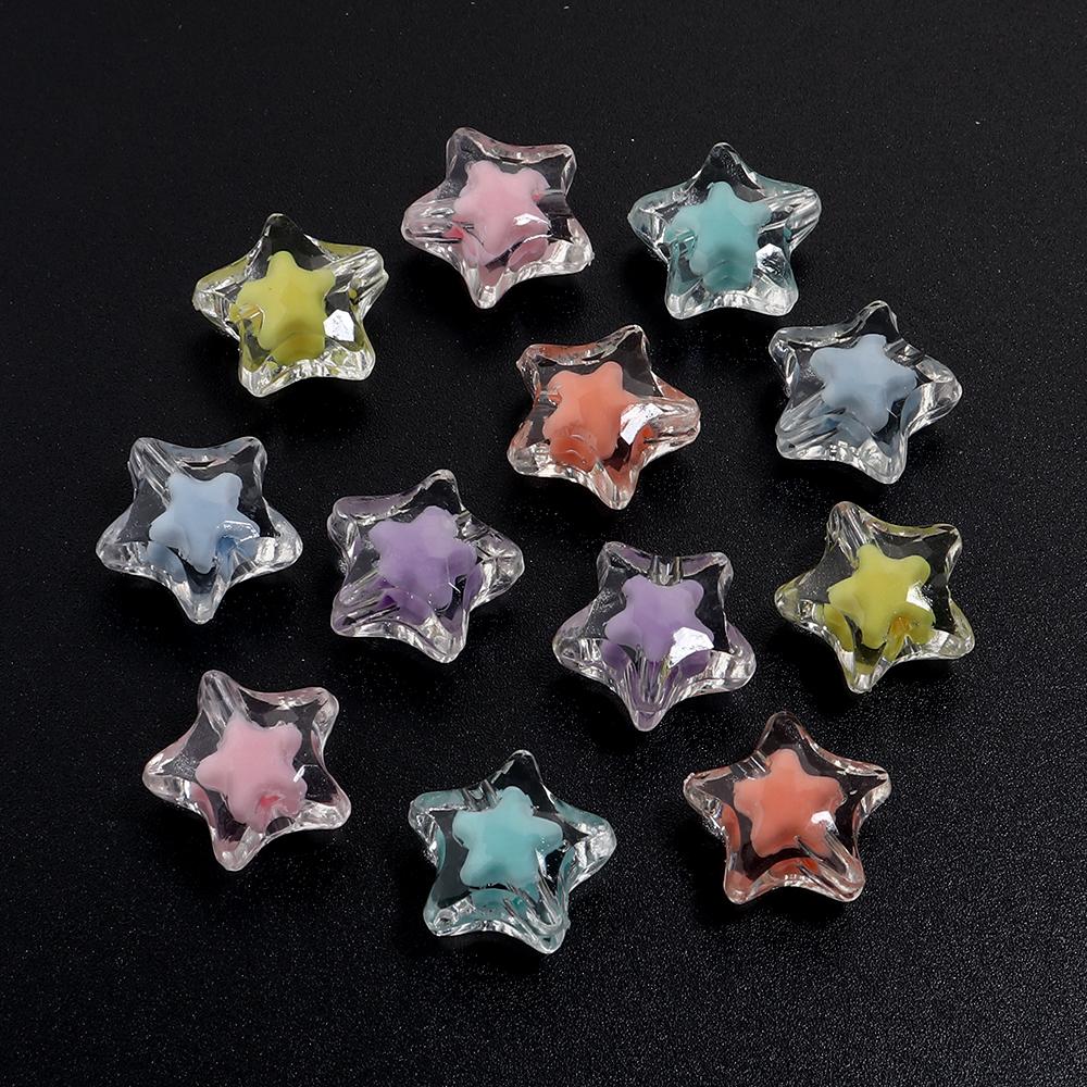 30/50pcs Star Acrylic Beads Candy Color Loose Spacer Beads For Jewelry Making DIY Bracelets Necklace Phone Key Chain Accessories