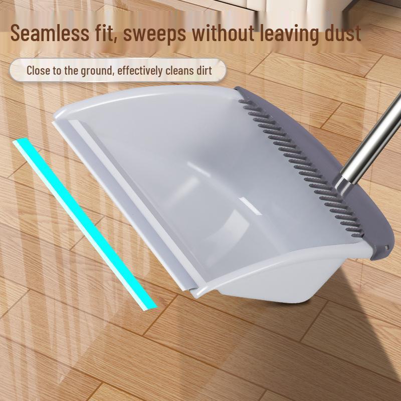 Enhanced Broom & Dustpan Set: Thickened Handle with Soft Bristle Brush for Household Indoor Sweeping