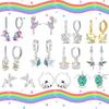 Cute Animal Series 925 Silver Fish,Giraffe & Unicorn Hoop Earrings For Kids Christmas Jewelry Earrings Gift