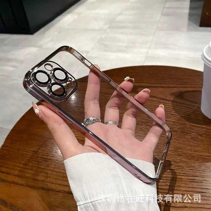 Applicable to iPhone16Promax crystal transparent magnetic suction hard mobile phone case Apple 15 with its own lens film 13 protective case 11