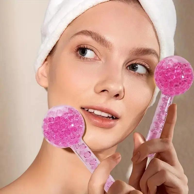 Facial ice therapy care massage beauty ball,holding ice wave ball,massaging facial cold compress water gel bead small ice hammer