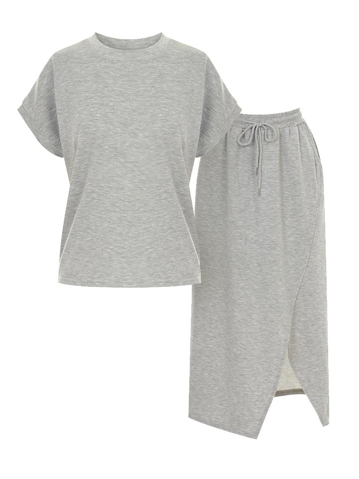 PAIGEFLYNN Round Neck T-Shirt Cut-Out Skirt Set_S5Bse001C