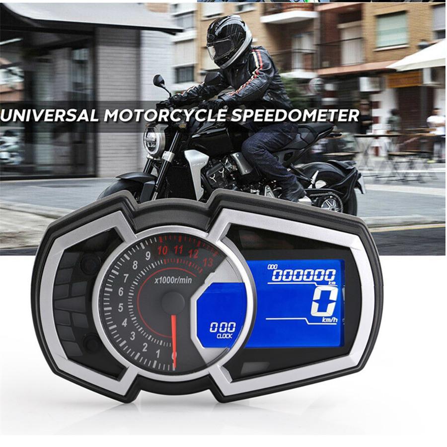 12V 13000Rpm Universal Lcd Motorcycle Speedometer Odometer Rpm Speed Fuel Gauge