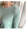 Women's Refreshing Mint Green Sheer Long-Sleeve Round Neck T-Shirt with Same-Day Shipping