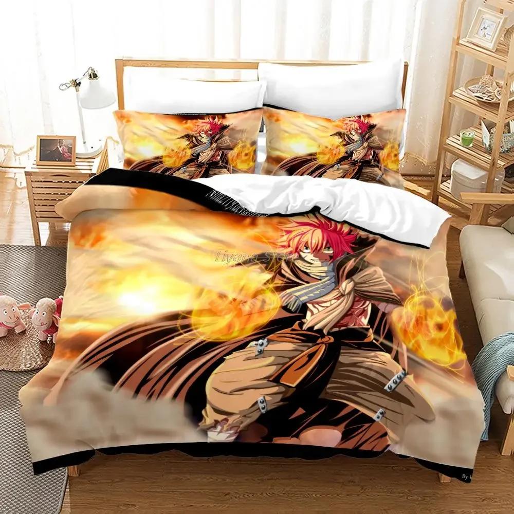 Zestaw pościeli Fairy Tail Single Twin Full Queen King Size Kawaii Anime Bed Set Aldult Kid Bedroom Duvetcover Sets 3D Print 012