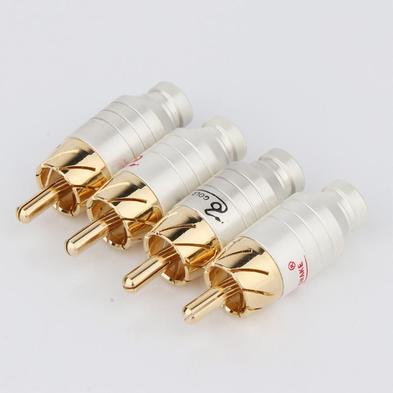 RCA Connectors Plug Pure Copper Gold Plated Audio Amplifier Hifi Speaker Terminal Socket RCA Lotus Signal Cable Plug Adapter