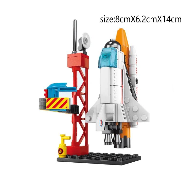 Model Building Blocks Space Rocket Launching City Aerospace Space Station Shuttle Ship Astronaut Bricks Toys Children