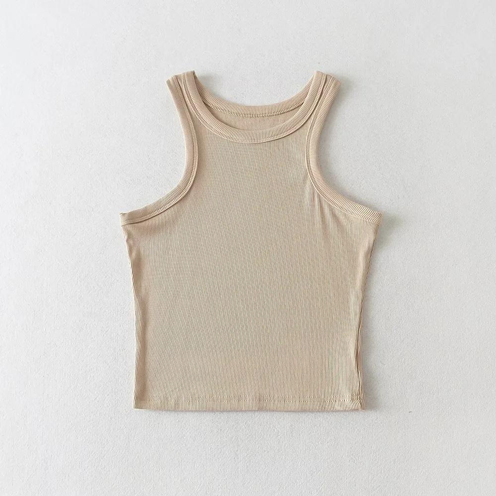 Amerikanisches Sommer Slim Fit Spaghetti-Träger Rundhals Tanktop für Damen