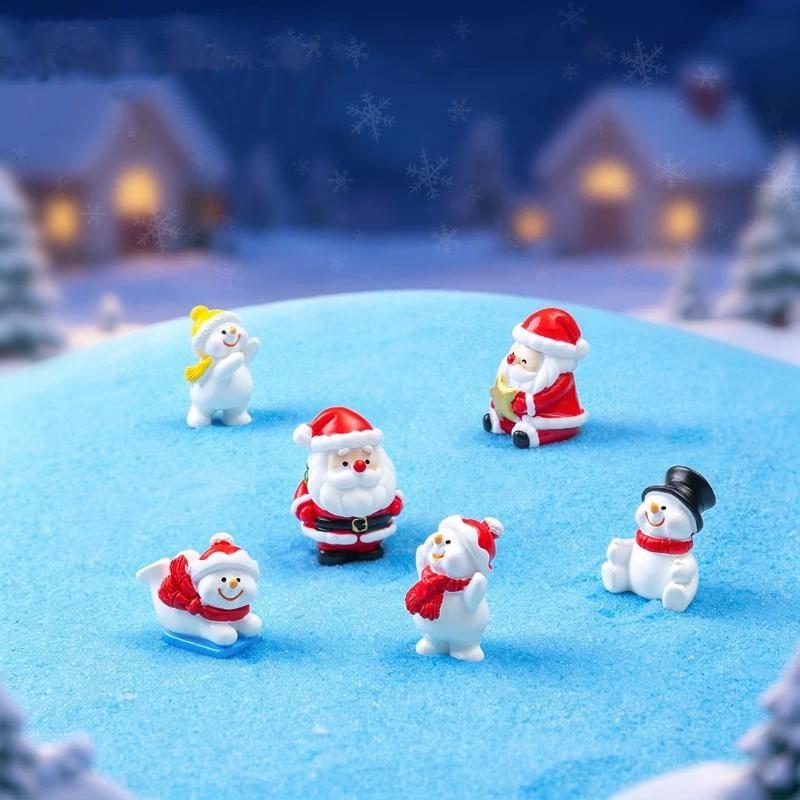 Mini Statuina di Natale in Resina con Carini Disegni di Babbo Natale e Pupazzo di Neve Perfetta per Paesaggi in Miniatura Decorazione da Scrivania per la Casa