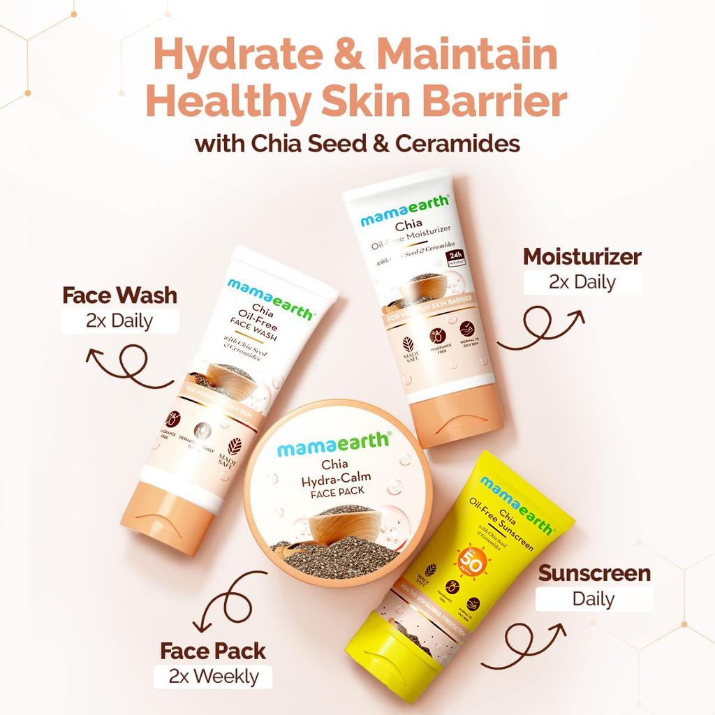 Mamaearth Chia Hydra-Calm Gel Face Pack 200g For All Skin Types, Instant Hydration, DIY-Like Texture, Skin Barrier Care & Cooling Glow Mask