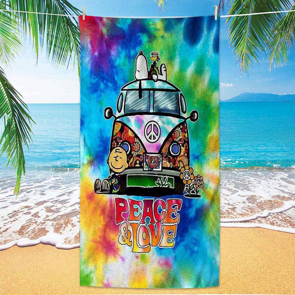 Boho-Stil und Friedenssymbol, Strandtücher aus ultrafeiner Faser, Strandurlaubsfotos, Dekorative Handtücher, Schalhandtücher