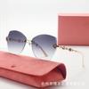 Elegant Fox Head, Glasses Legs, Fashion Sunglasses, Women'S Frameless Sunglasses Uv400 Cat Eye