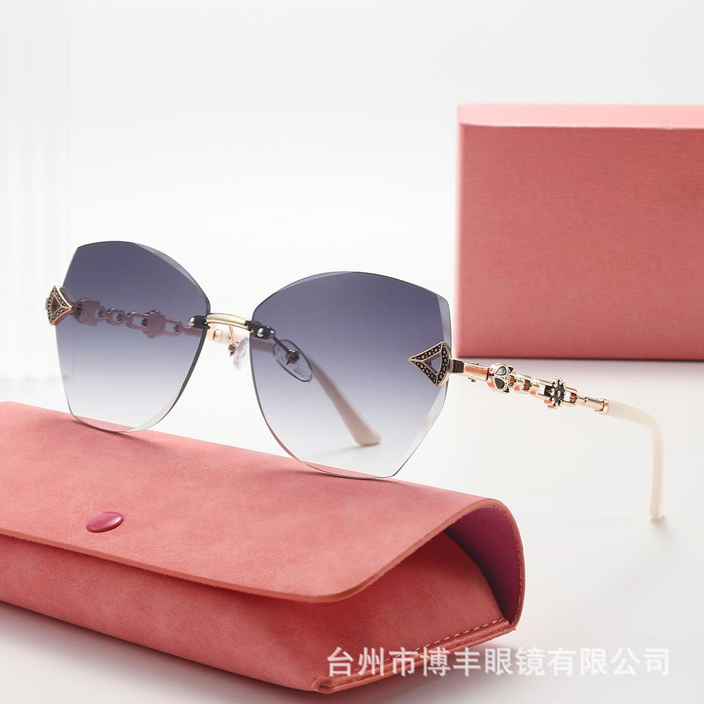Elegant Fox Head, Glasses Legs, Fashion Sunglasses, Women'S Frameless Sunglasses Uv400 Cat Eye