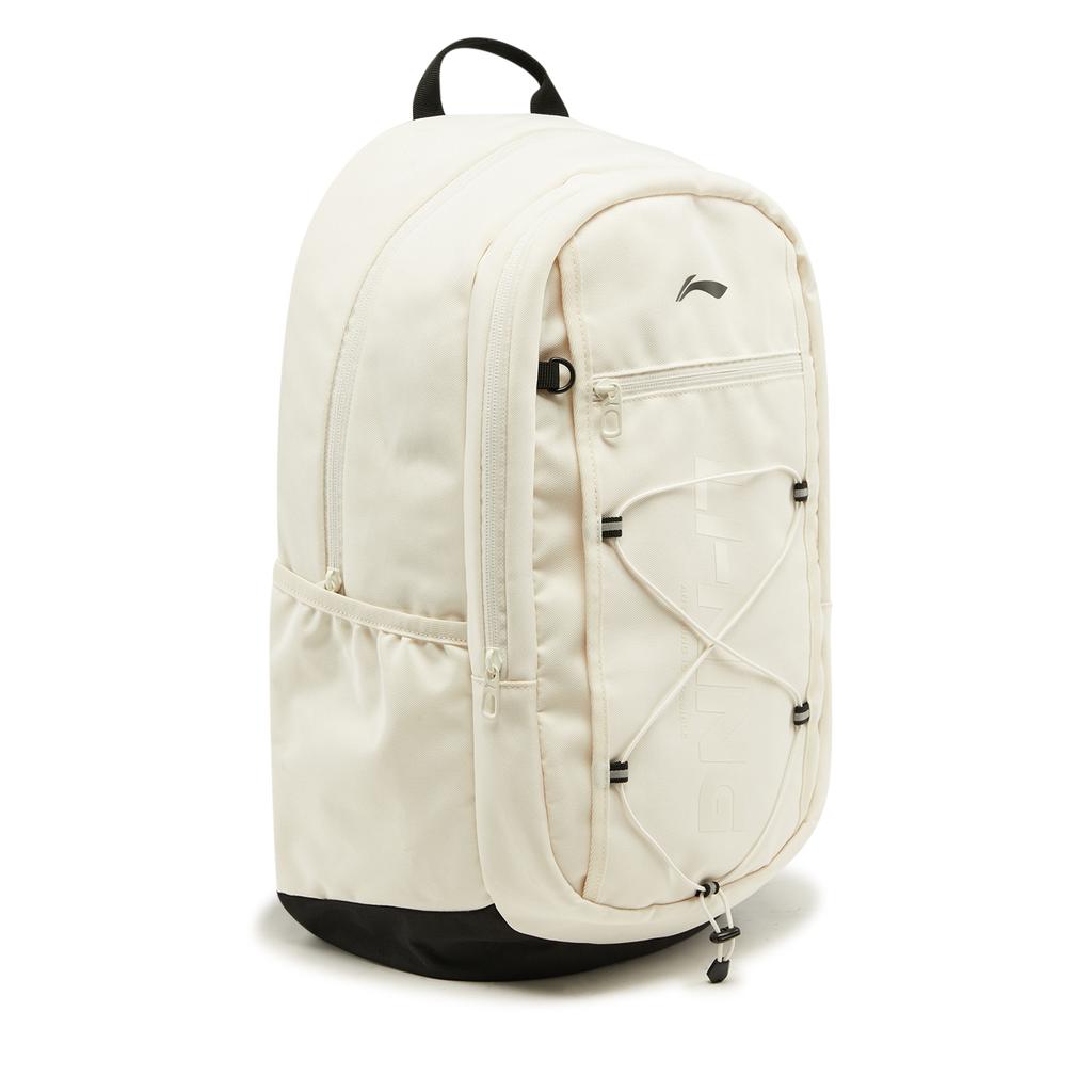 Li Ning Sports Life Collection Polyester Backpack Unisex Mother Of Pearl White & Basic Black ABSW209-1