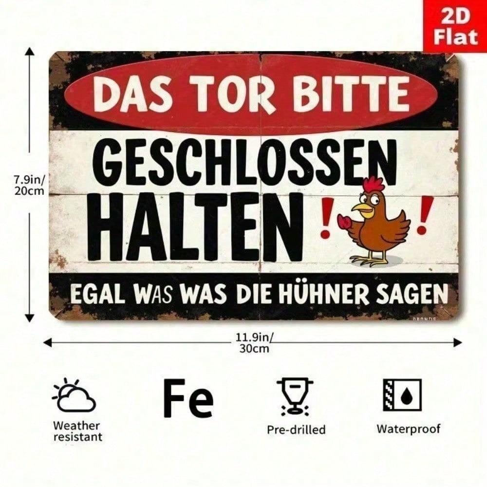Vintage German Chicken Coop Sign Rustic Iron Decor Farmhouse Barn Metal Wall Art Outdoor Plaque