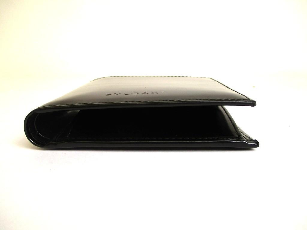 Authentic BVLGARI Black Leather Bifold Men Wallet Compact Wallet #a887  Refurbished