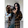 Retro Karos Damen Frühling und Herbst Locker Vintage Hemdjacke