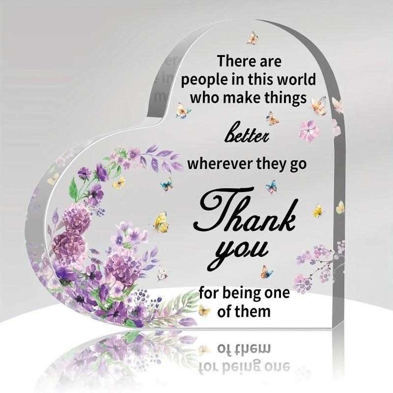 

2D Flat Acrylic Heart Appreciation Gifts Desktop Decoration Plaque, Home Decor Plaque Hanging Wall Art Decorative Garden Decoration for Room Door Sign 10*10cm
