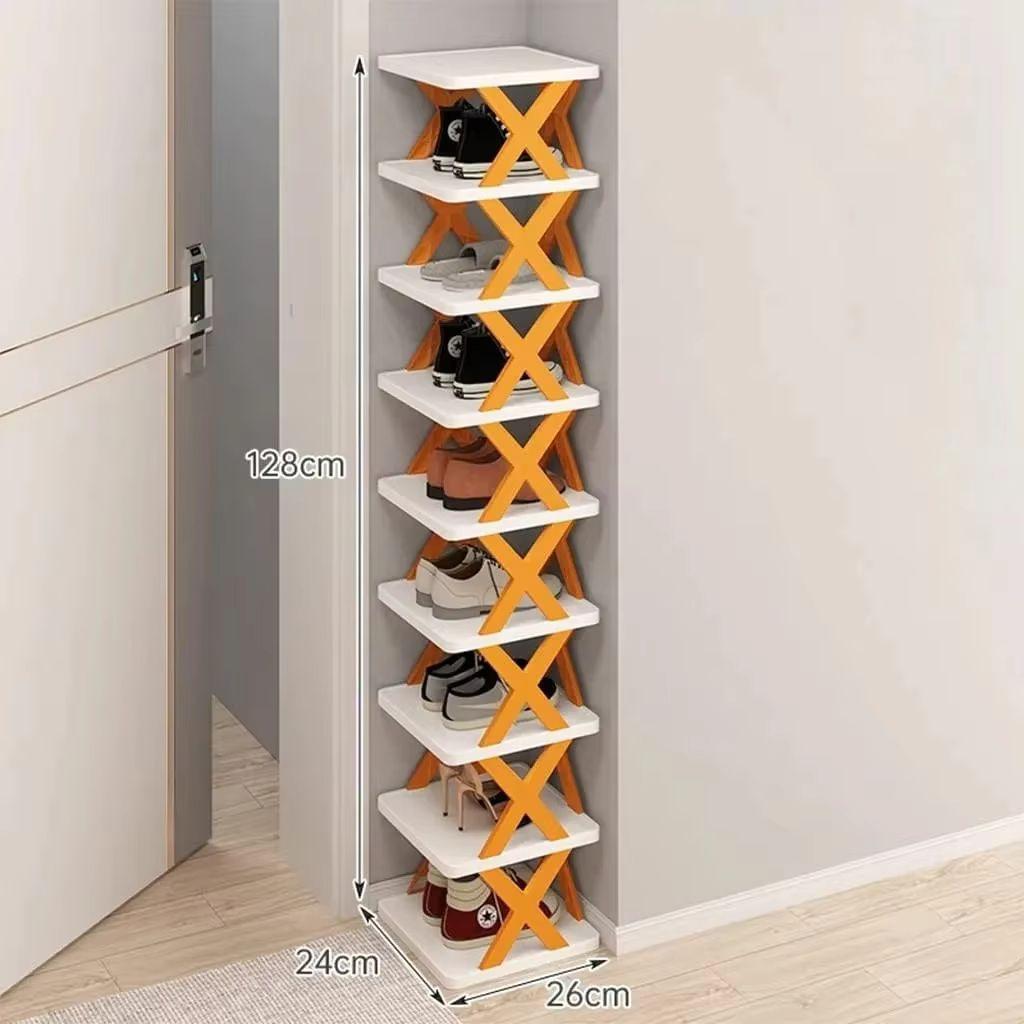 Free Standing Shoe Rack 9 Tier Narrow Entryway Vertical Space Saving Shoe Shelf Storage Organizer Cabinet For Bedroom Entrance