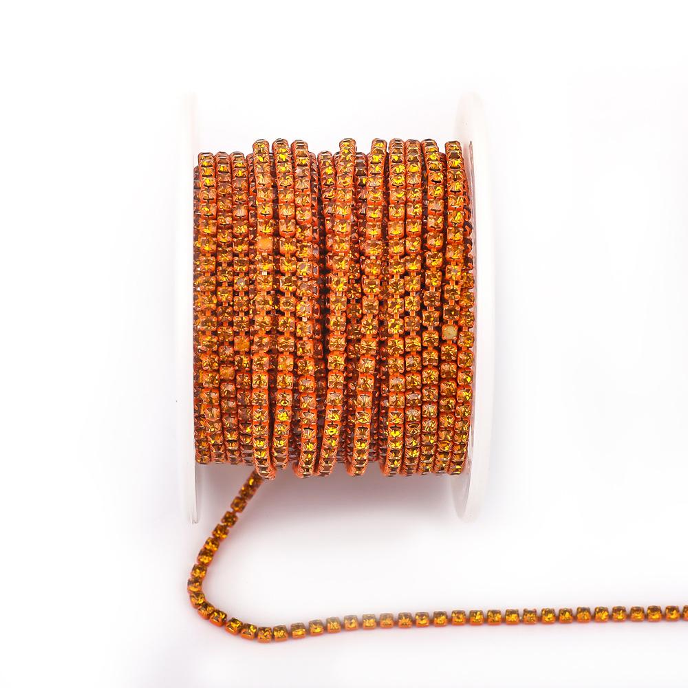 Electroplated Glass Rhinestone Single Row Claw Chain for DIY Costume Accessories