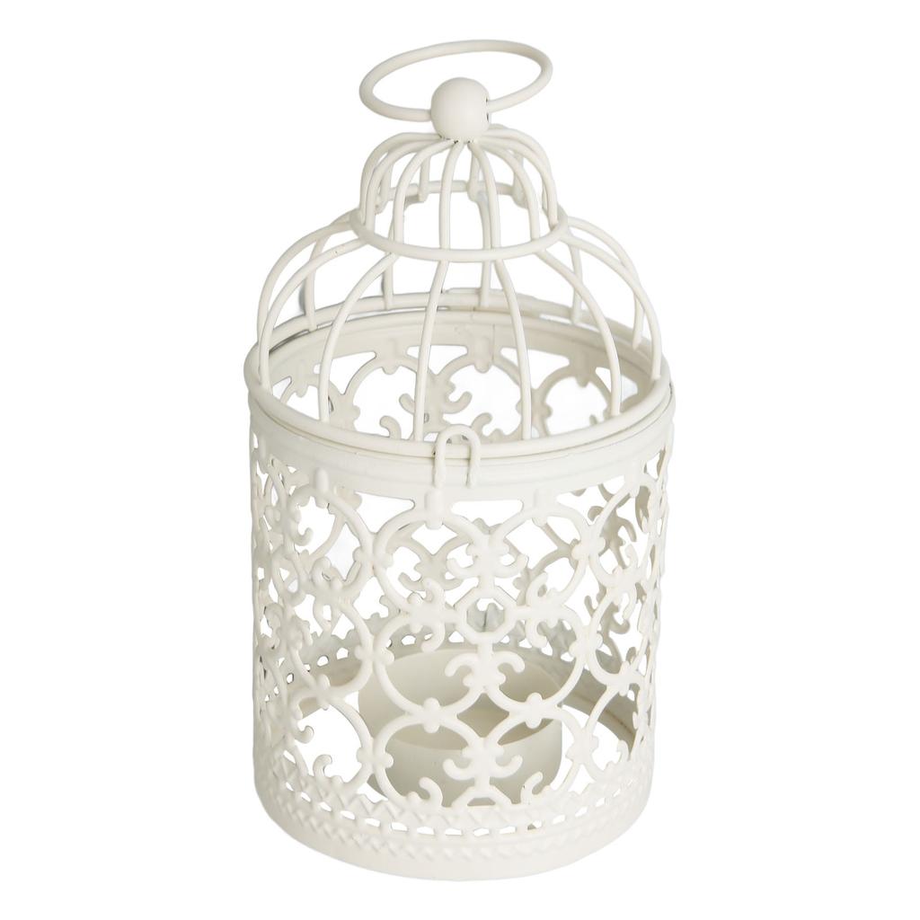 Tealight Lantern Hollow Pattern Decorative Metal Birdcage Candle Holder for Dining Table Wedding