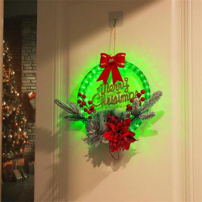 Christmas Wreath Decorations With Led Lights Christmas Led Wreath Front Door Lights Luminous Garland Home Decorative Lights byLi