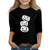 Print Tops For Youth Girls Round Neck 3/4 Sleeves T-Shirts Trendy Tops Outfit Tees