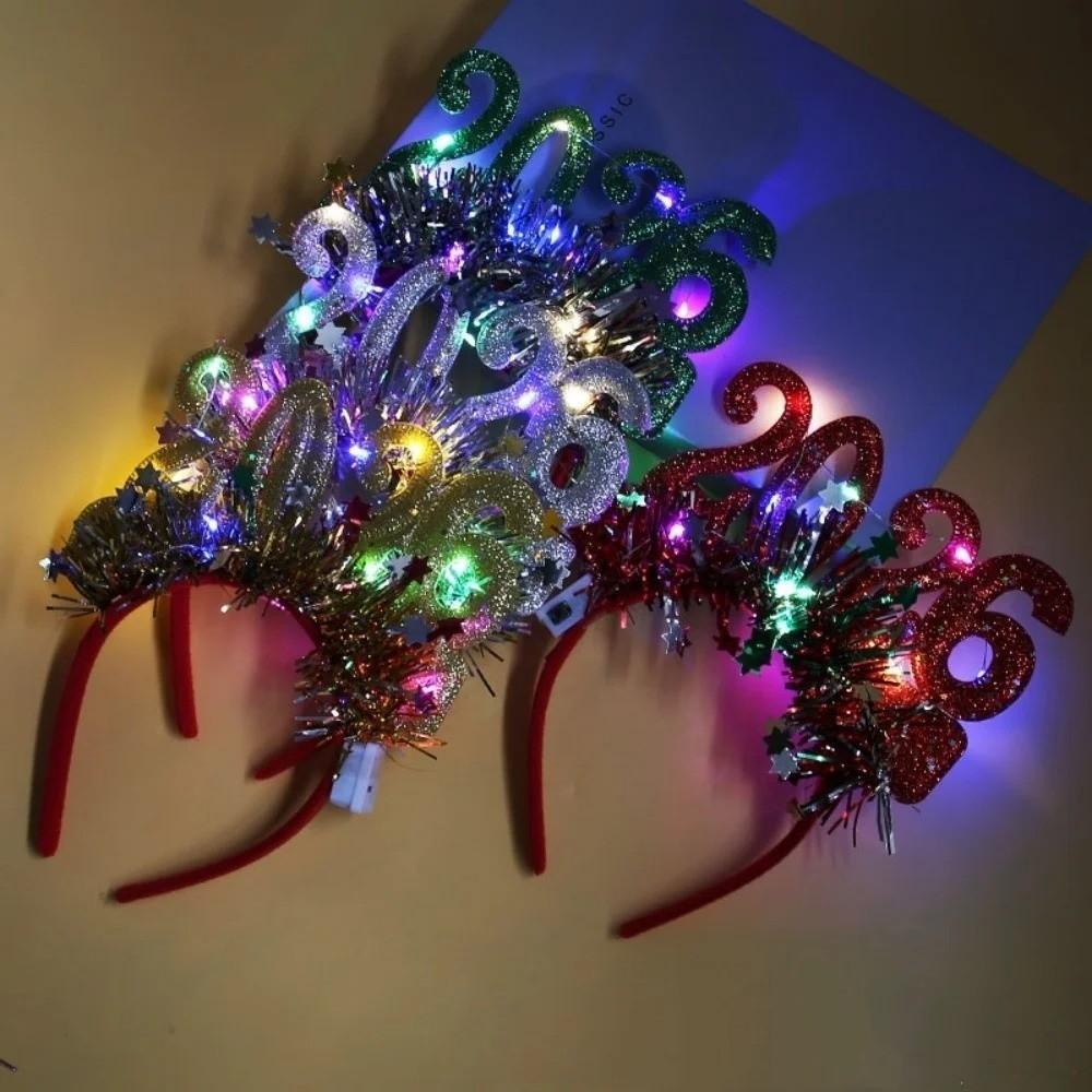Cute LED Glow Hair Bands Sweet Luminous Headpiece 2026 Happy New Year Headband Cosplay