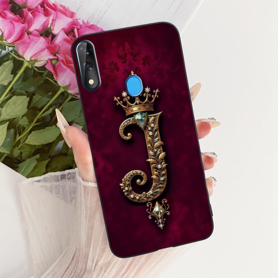 For ZTE Blade V10 Cover For ZTE Blade V10 2019 Case Silicone Luxury Crown A-Z Letters 2D Flat Pattern Soft Phone Casing