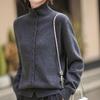 2025 French Style Grey Slimming Half-High Collar Knit Cardigan