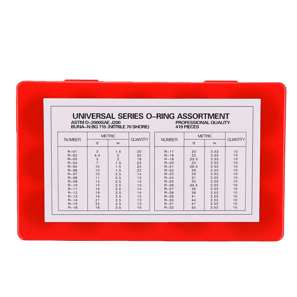 419PCS O Ring Kit Metric 32 Sizes 3 50mm Oil Proof Nitrile Rubber O Ring Washer Set for Automotive Hydraulic Plumbing