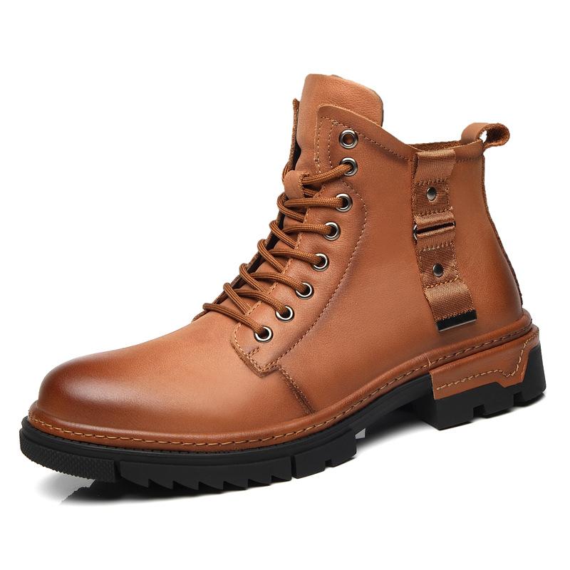 2025 Autumn and Winter Martin Boots Men's Trend Versatile Leather Men's High-top Leather Shoes British Rhubarb Leather Boots Tooling Men's Shoes