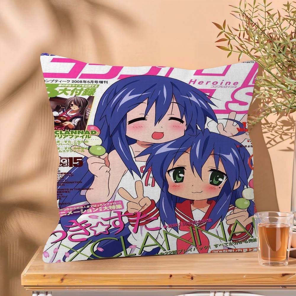 Anime Lucky Star Cushion Cover Car Throw Pillow Case For Sofa Car Christmas Gift