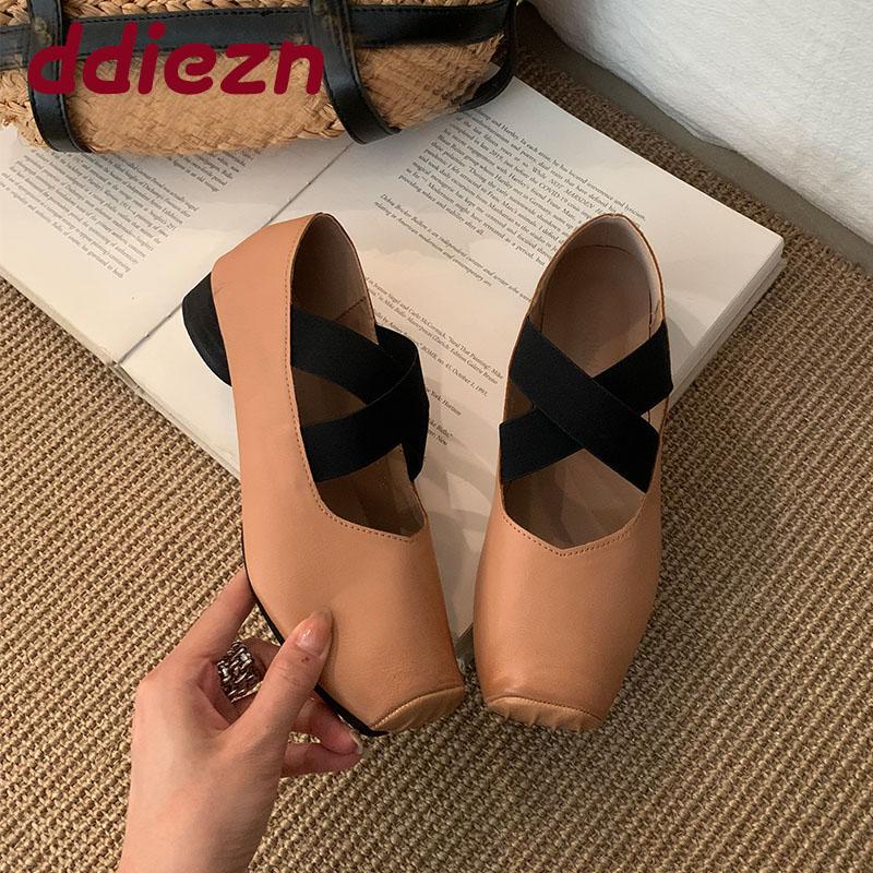 Fashion Fashion Shallow Women Ballet Flats Dance Shoes Spring Autumn Female Soft Footwear Square Toe Ladies Mary Janes Flats Shoes