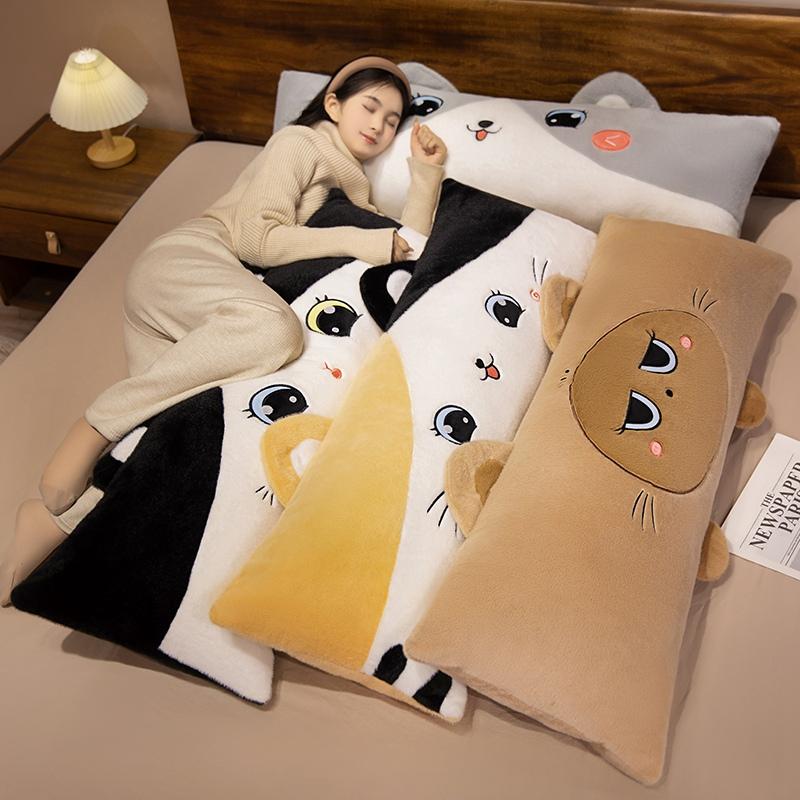 Nowa 60/90cm Urocza Pluszowa Poduszka Długa z Kotem Kreskówkowy Wypchany Pluszak Zabawka Dekoracja Łóżka Kanapy Idealny Prezent Urodziny Boże Narodzenie