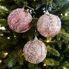 Pink Ball Star Bow Christmas Tree Pendant Creativity Plush Foam Christmas Deco Ball Luxury Sparkly Xmas Home Hanging Decoration