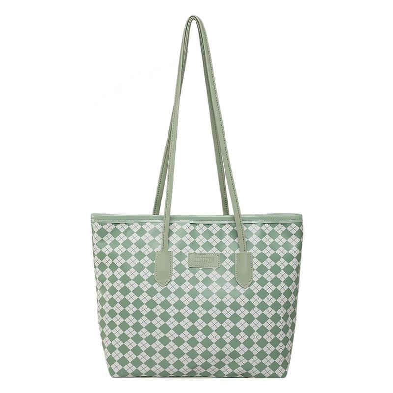 2025 new cute plaid bag women's handbag new going out large capacity shoulder bag versatile tote bag