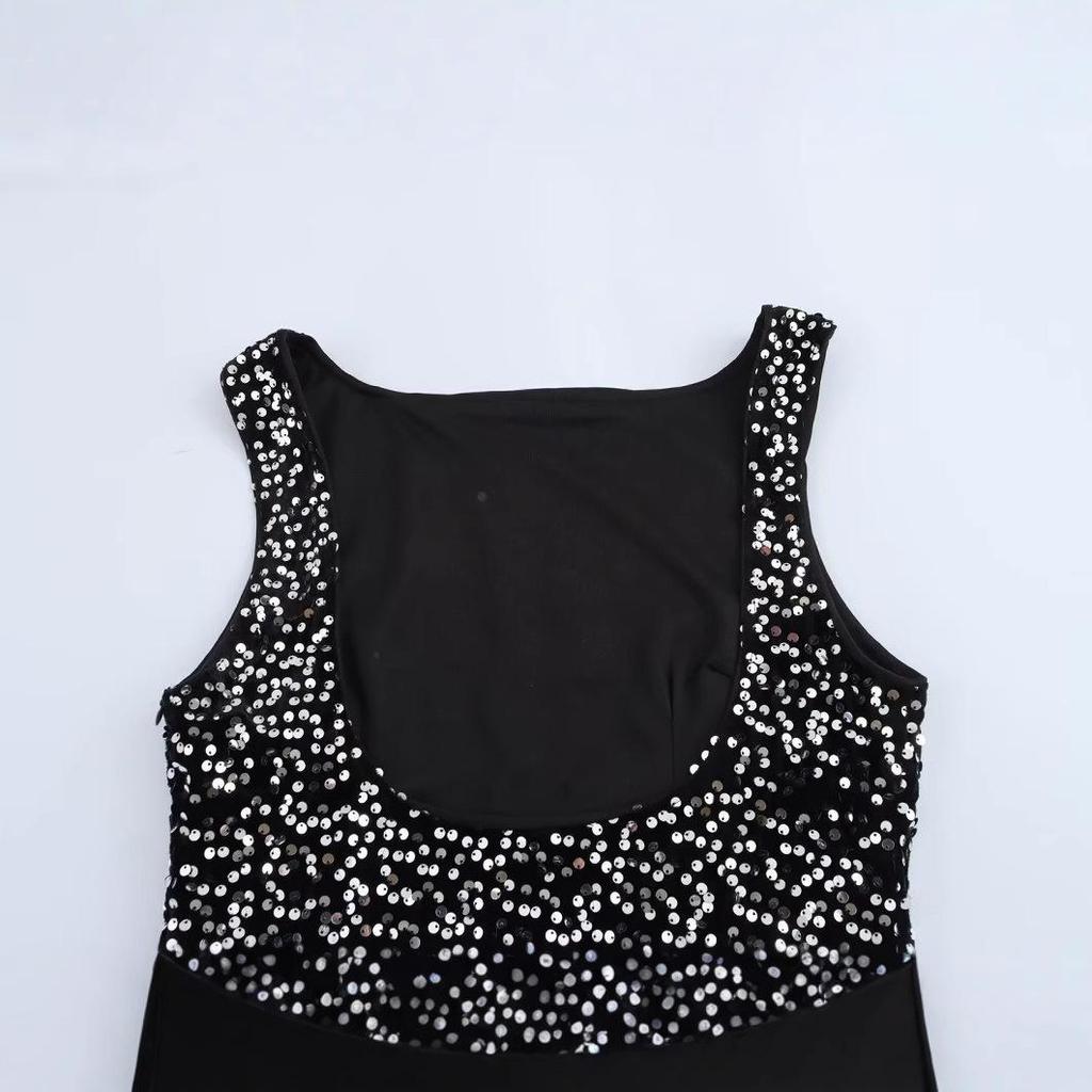 2025 Spring Women's Slim Sequin Sleeveless Dress - European & American Style