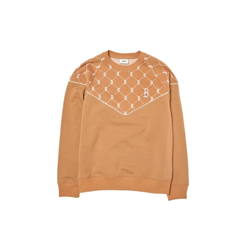 New MLB Jacquard Dia Monogram Boston Red Sox Sweatshirts Sweatshirt Unisex Camel 3AMTM1144-43CAS