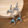 Vnox Stainless Steel Moon Hoops Earrings for Men Women, Retro Dangle Charm Earrings with Resin Stone, Fashion Unisex Jewelry