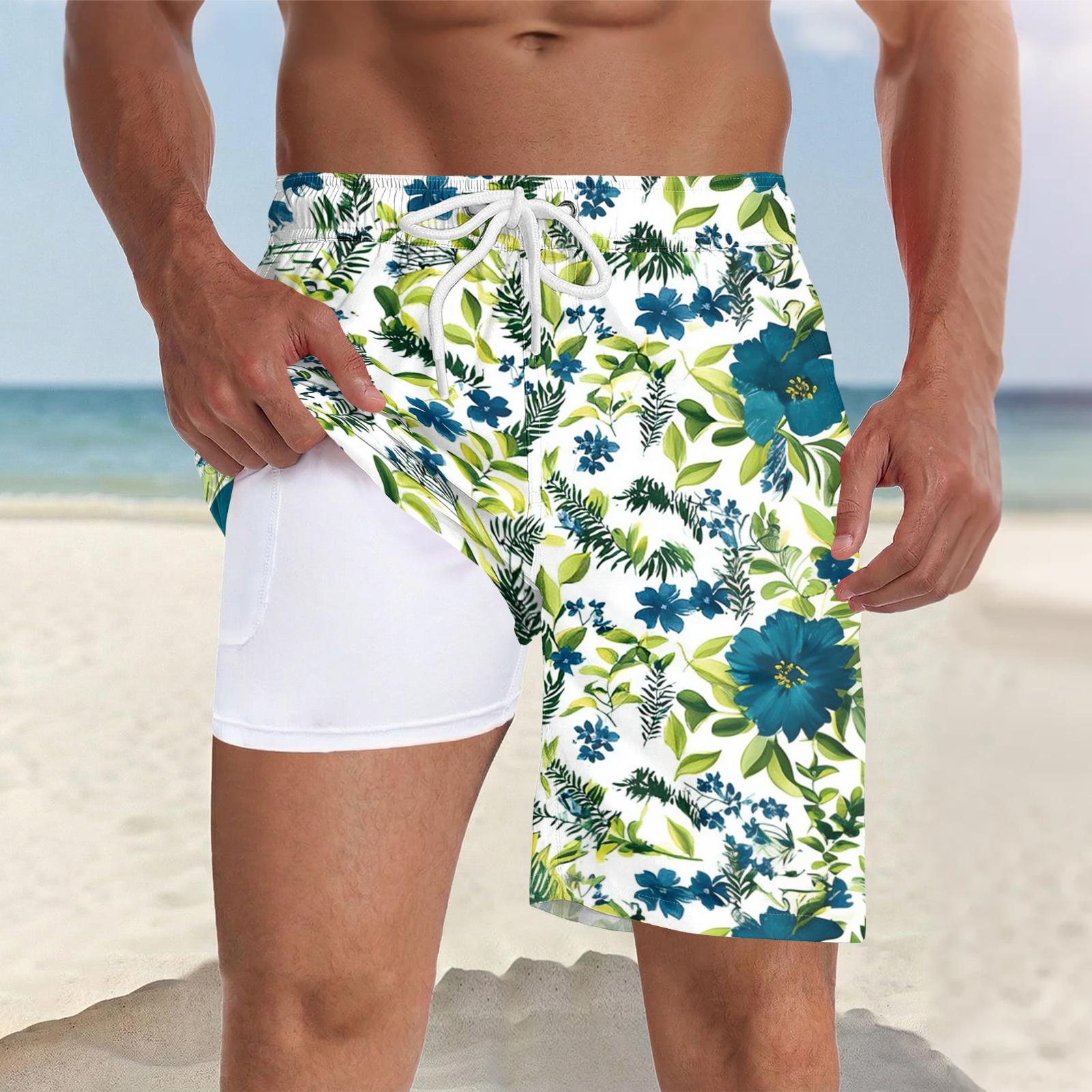 

Мужские плавки для плавания, быстросохнущие, пляжные, повседневные (С карманами) L армия зеленый