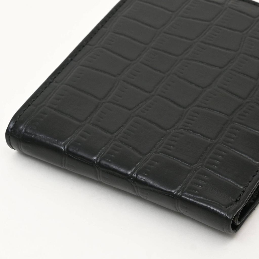 Luxuriöse schwarze Nappaleder-Geldbörse - Schlankes Design mit Krokodilmuster, Münzfach und Kartenfächern